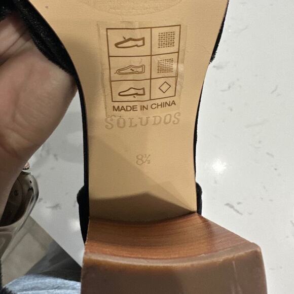 Soludos Collette Heels, Black Velvet D'Orsay Stacked Heels, Size 8.5, NWOT - Picture 6 of 7